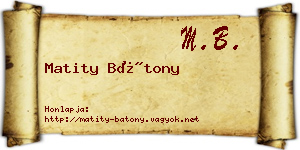 Matity Bátony névjegykártya
